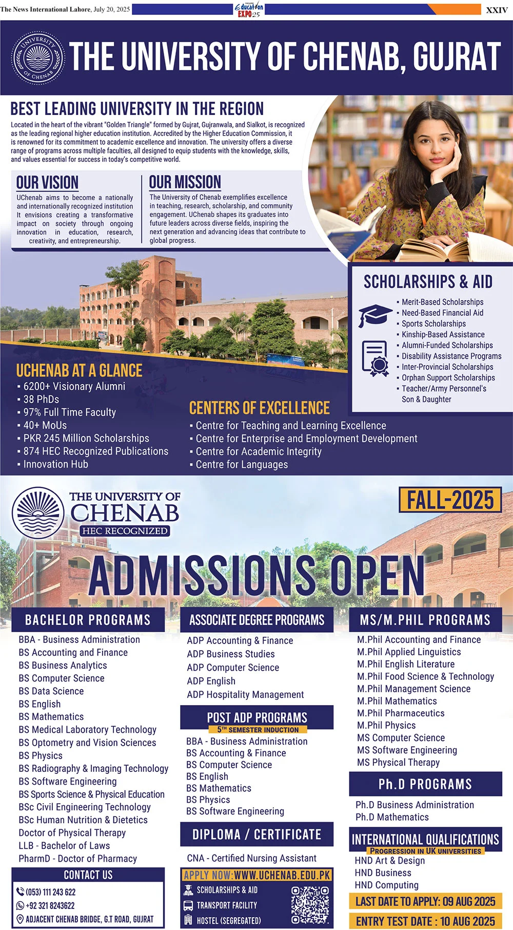 Admission Open in The University of Chenab Gujrat